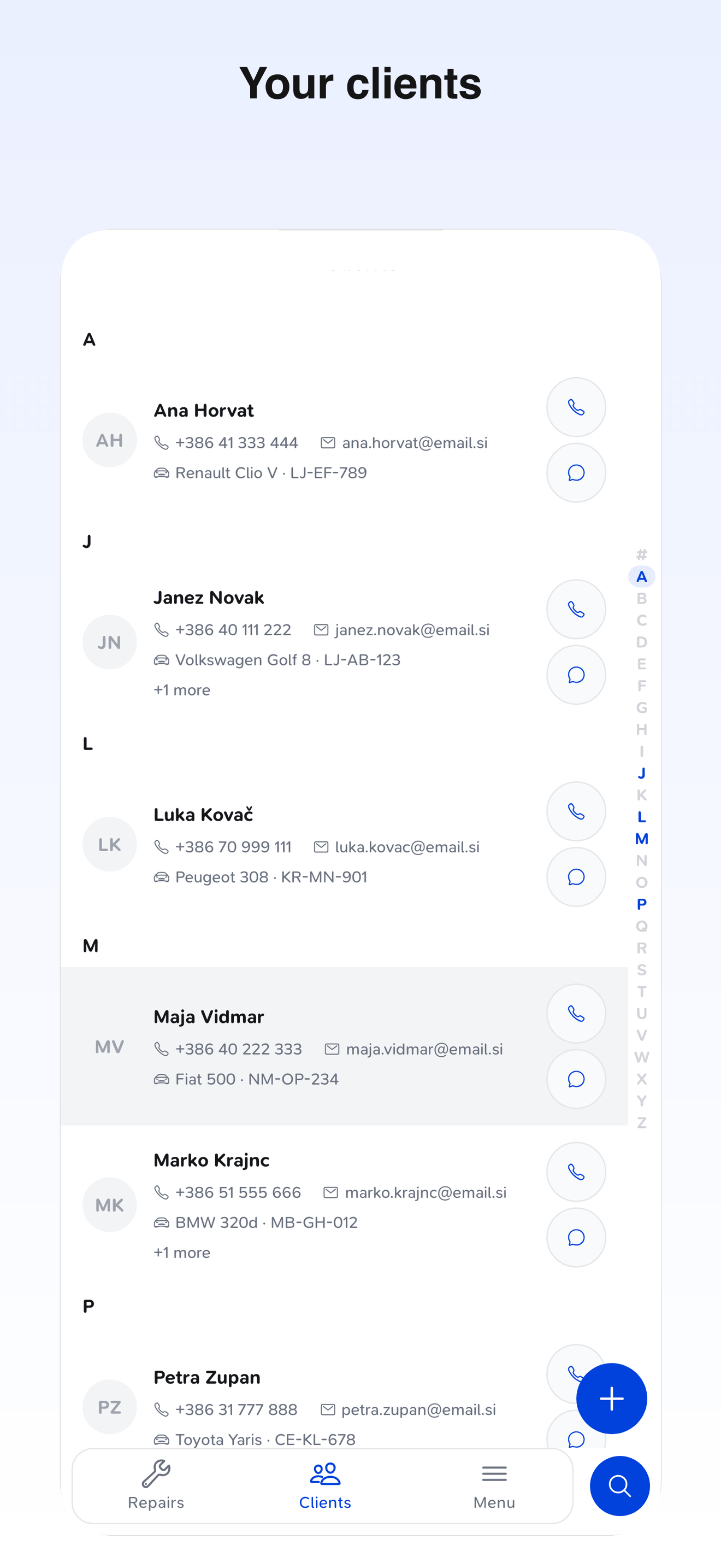 Clients & cars